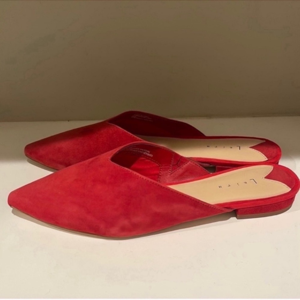 Leith Red Suede pointy toe mules s 8.5